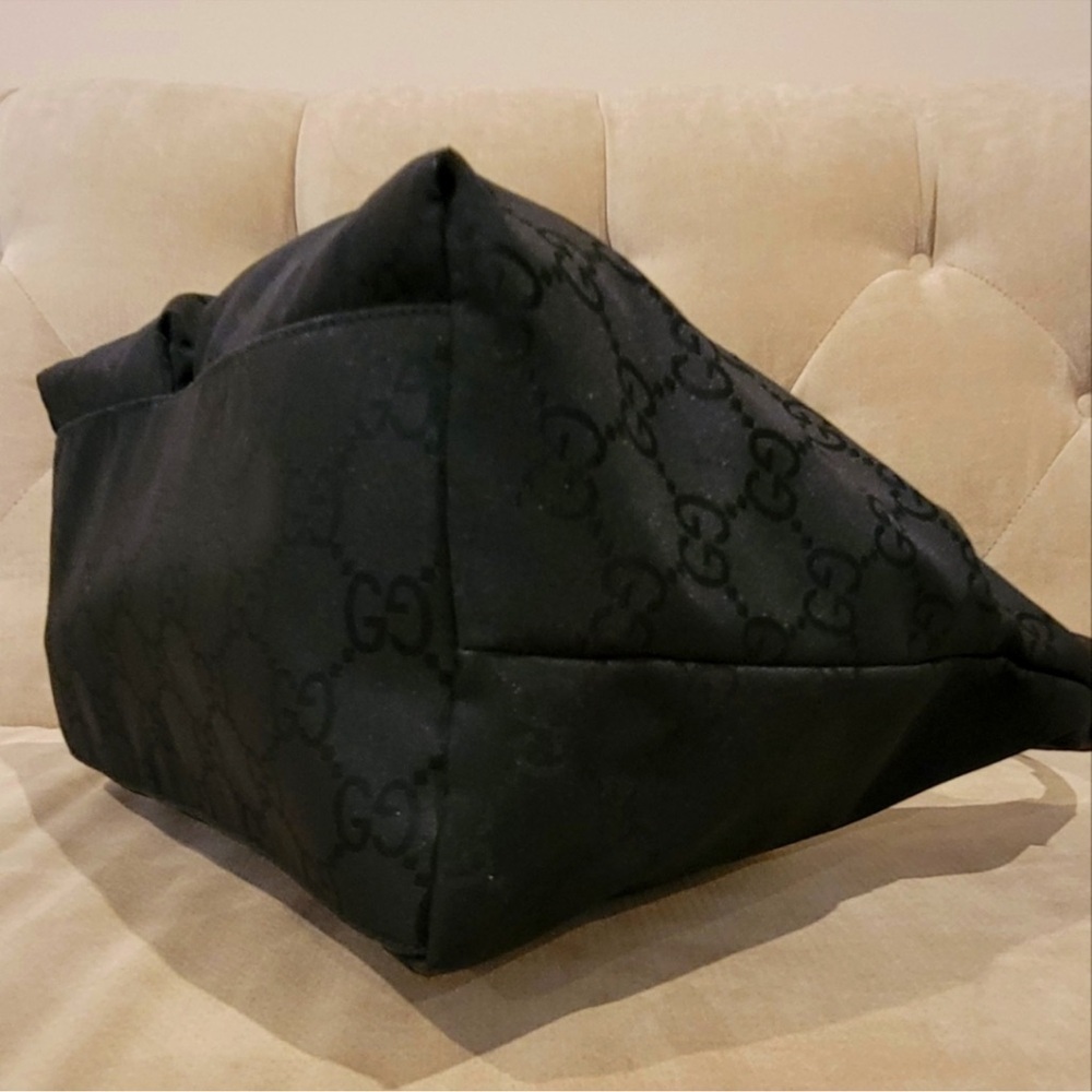 Authentic Gucci Black GG Monogram Nylon Canvas Hobo Vintage Bag. MA199 - Picture 10 of 16